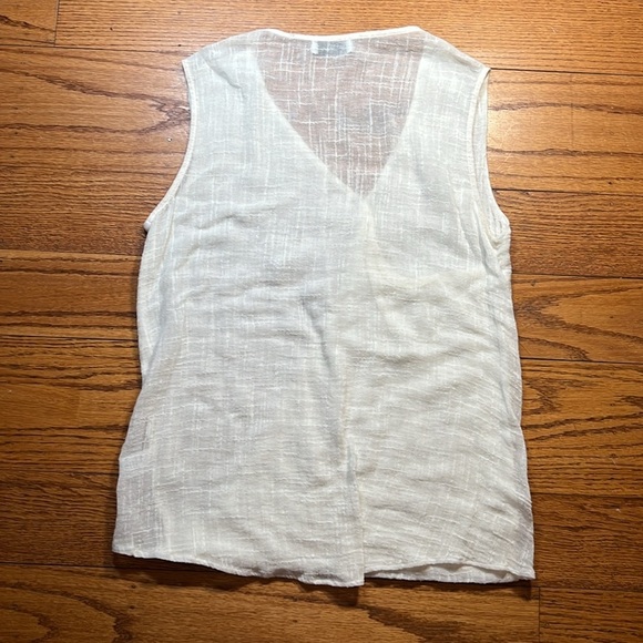 Bailey/44 Cream Cotton and Silk Boho Coastal Sleeveless Blouse A38 - Picture 3 of 3